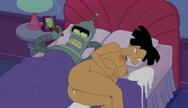 Bender llena a Amy con su semen tras follársela en Futurama